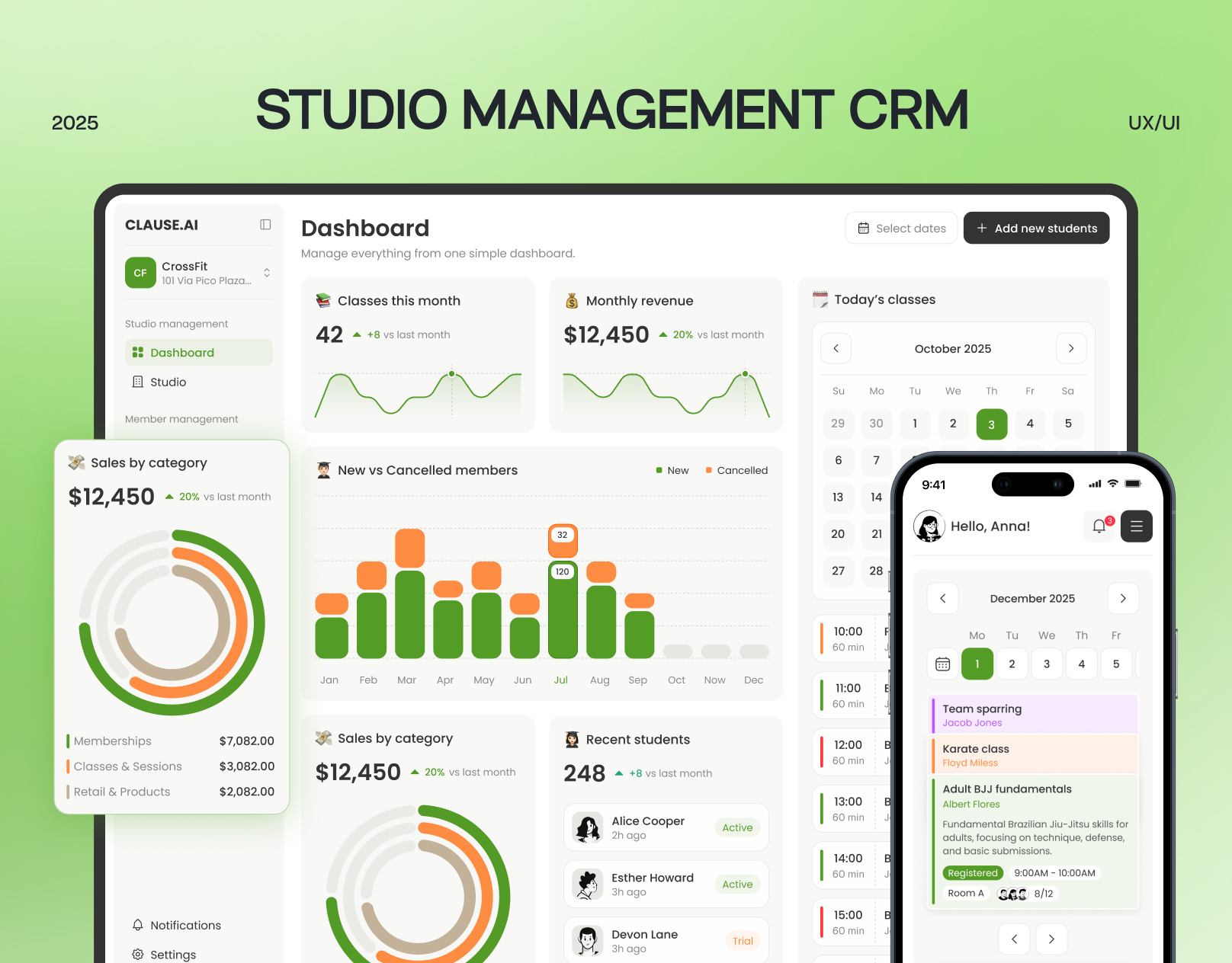 🏀 Sports Studio CRM SaaS Dashboard UI UX Design Gym Web App UI admin portal ai analytics b2b saas charts crm dashboard dashboard design interface mobile app platform saas scheduling sports ui uiux user interface web app web dashboard web design