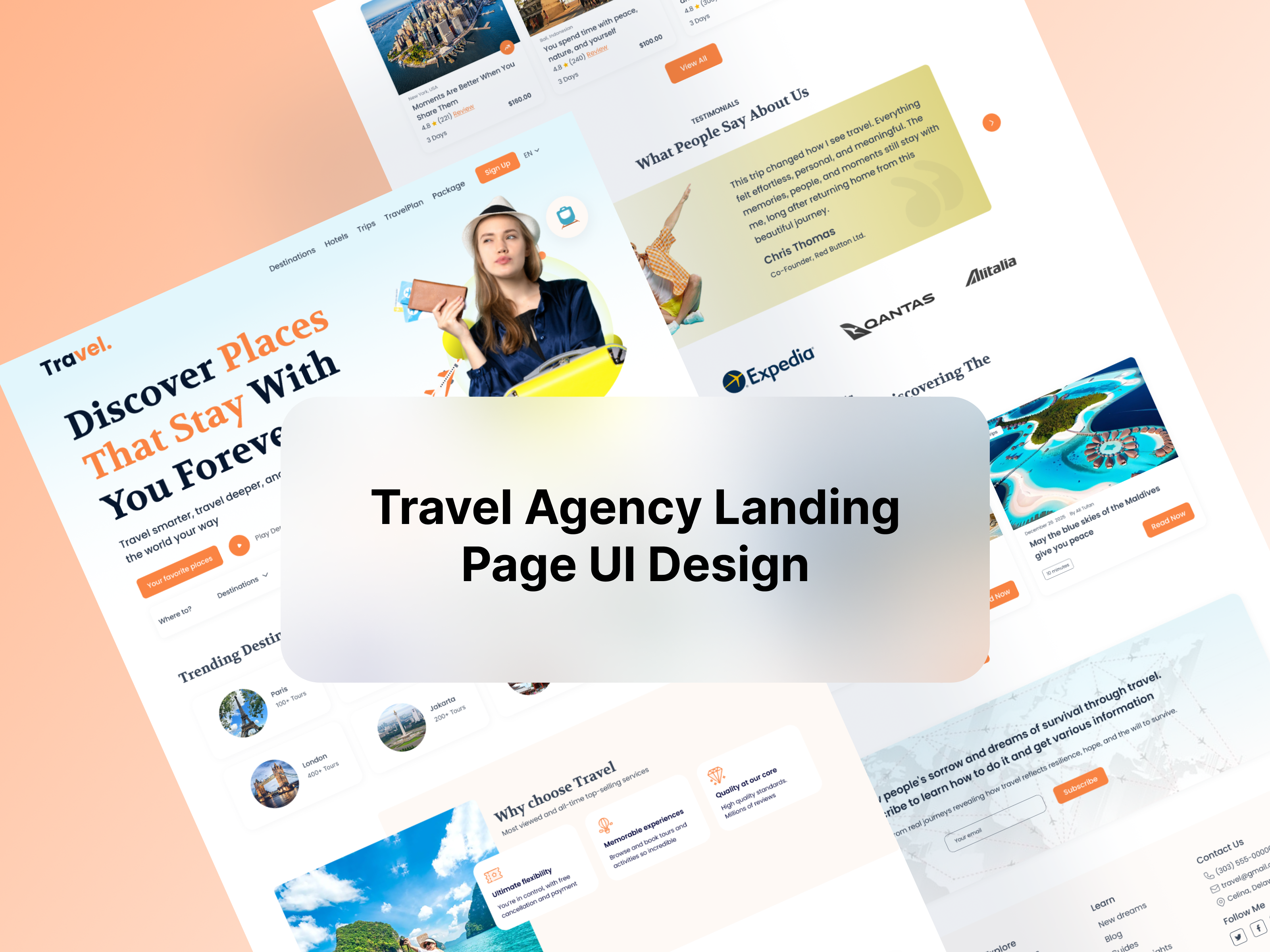 Travel Agency Landing Page UI Design adventure beautifuldestinations branding digitalnomad explore exploretheworld journey luxurytravel mountains nature travelblogger travelgram travellife trip ui vacation worldexplorer