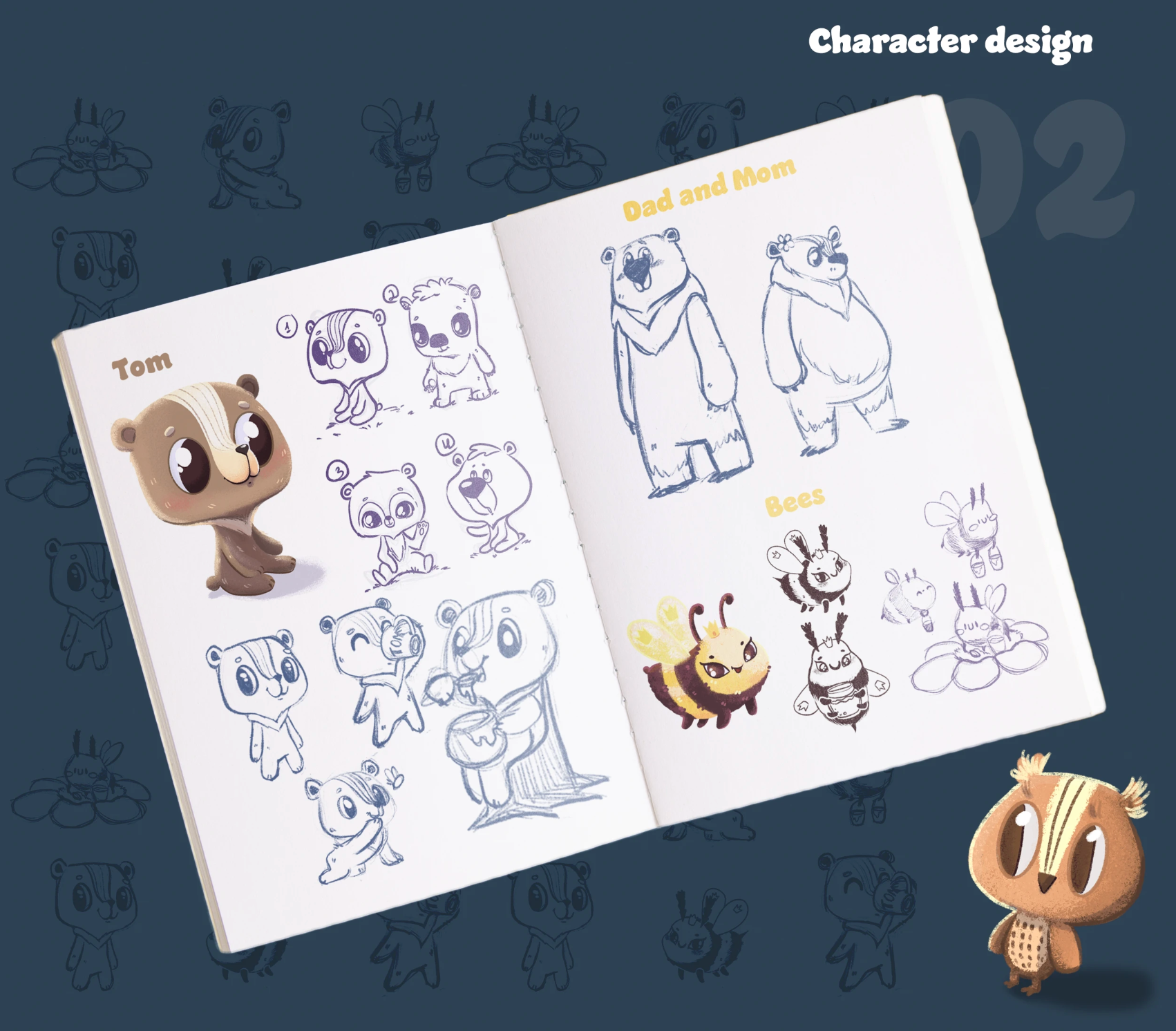 Characters design for children book about bear animals bear book character design children illustration forest illustration kid art procreate raster illustration