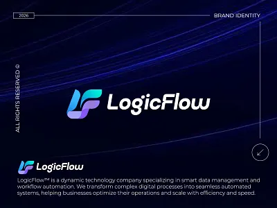 LogicFlow – Abstract L & F Logo for Tech & SaaS Automation App abstract app app design automation brand identity flow gradient letter f letter l logicflow logo logo design modern logo saas saas logo software startup tech tech logo workflow