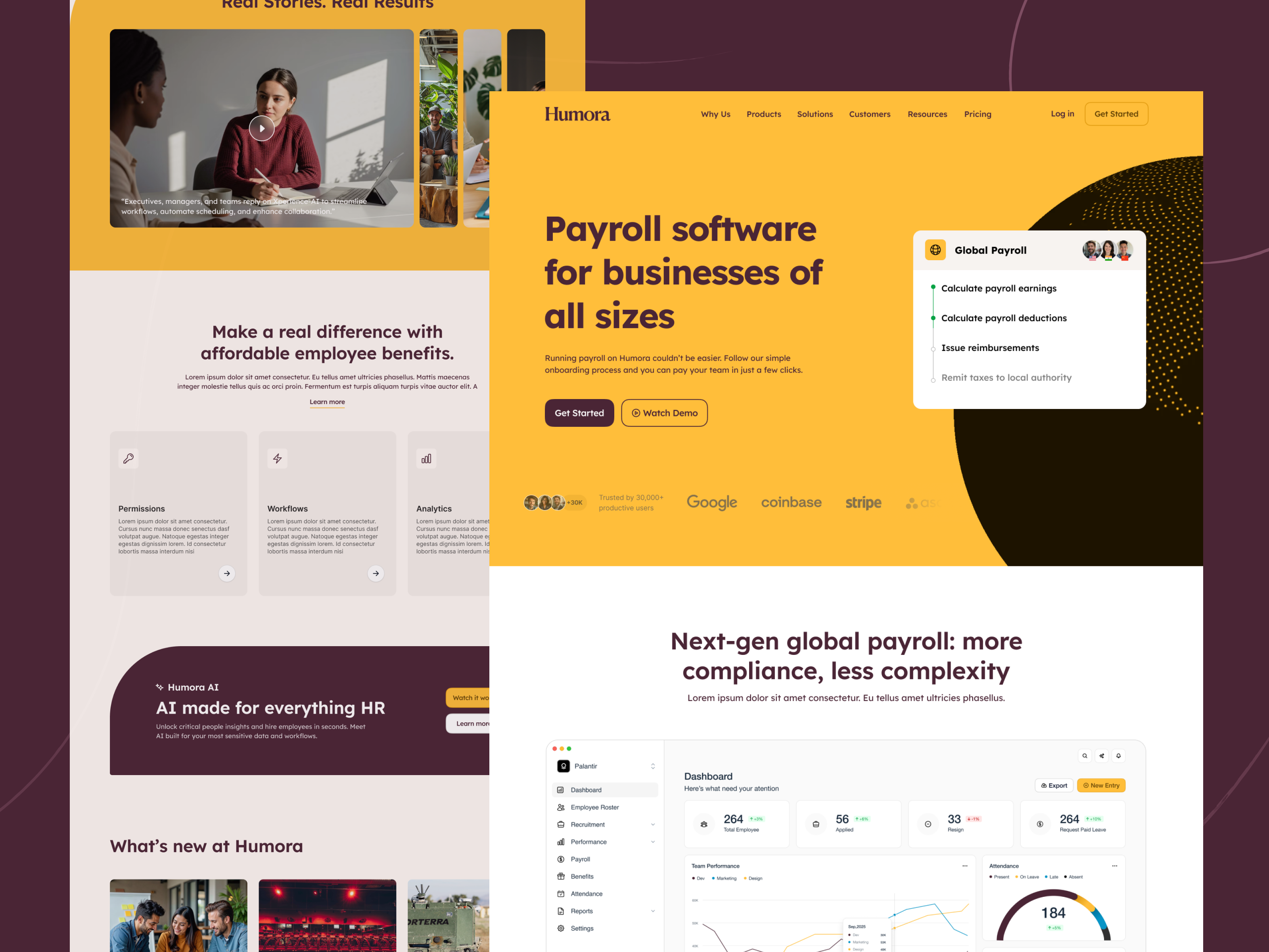 Payroll - Humora landing page design ui web website