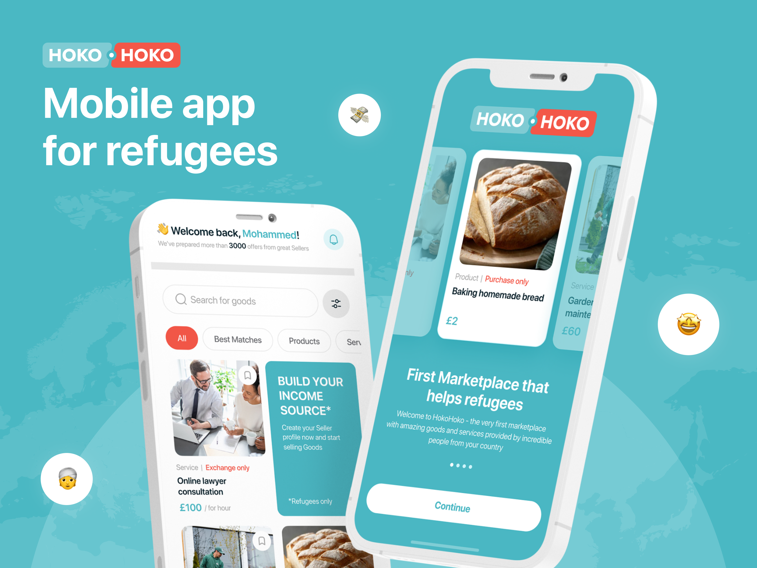 HokoHoko. Social marketplace for refugee trade branding c2c marketplace clean ui consumer app ecommerce exchange app ios app marketplace mobile app peer to peer product design refugee service marketplace social app social impact social marketplace startup tech for good ui design ux research