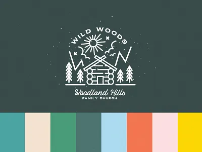 Wildwoods Brand brand branding cabin camp card church colorful fun happy illustration kids program wild woods