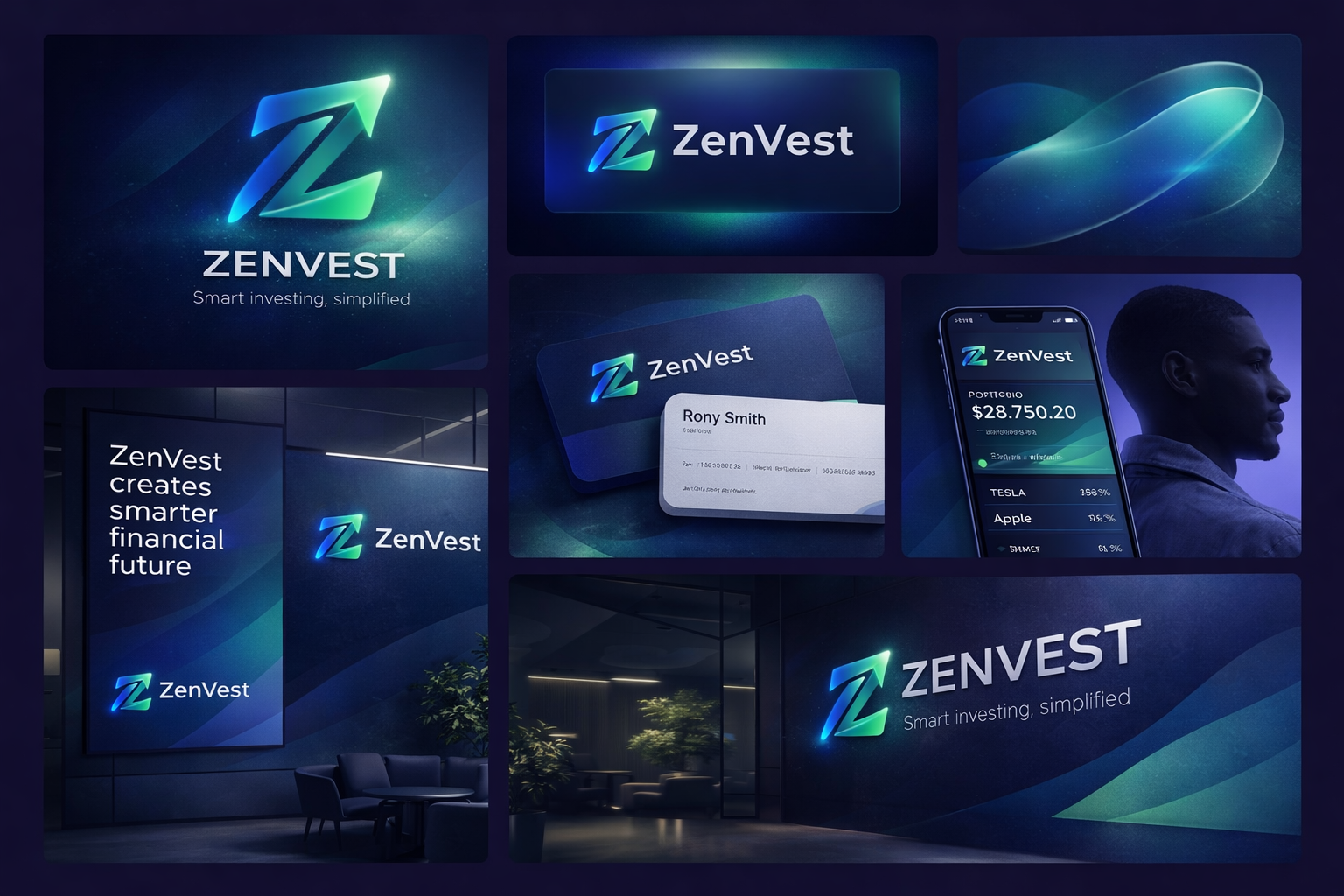 ZenVest — Modern Fintech Logo & Brand Identity Design