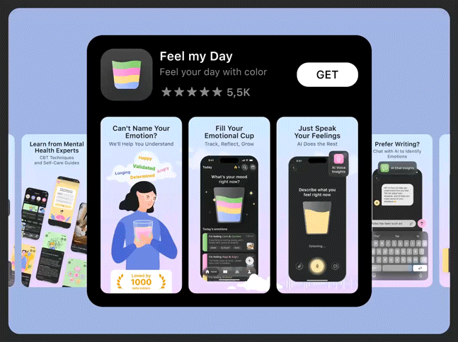 Mental Health App – ASO Screenshots & App Icon Design app design app marketing app screenshots app store app store creative app store design app store listing app store optimization app store preview app store screenshots app store visuals aso conversion optimization google play healthcare mobile app mental health app mobile app design mobile app marketing mood tracker screenshot design
