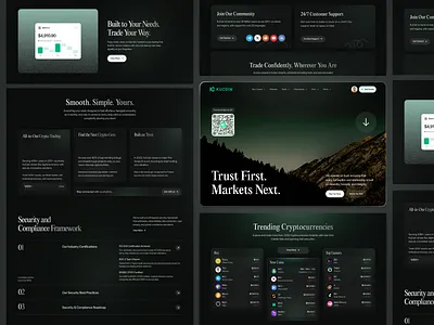 Kucoin - Crypto landing page UI bitcoin ui blockchain crypto design crypto exchange crypto landing page crypto landing page ui crypto platform crypto ui crypto website cryptocurrency dark mode design digital wallet fintech design landing page product web web design web3