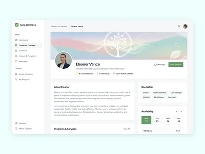 Aura Wellness — Connect with the Right Coach, Confidently clean design dashboard design dashboard ui graphic design health healthcare healthcare dashboard healthdashboard inspiration dashboard technology ui uiux ux wellness dashboard yoga dashboard