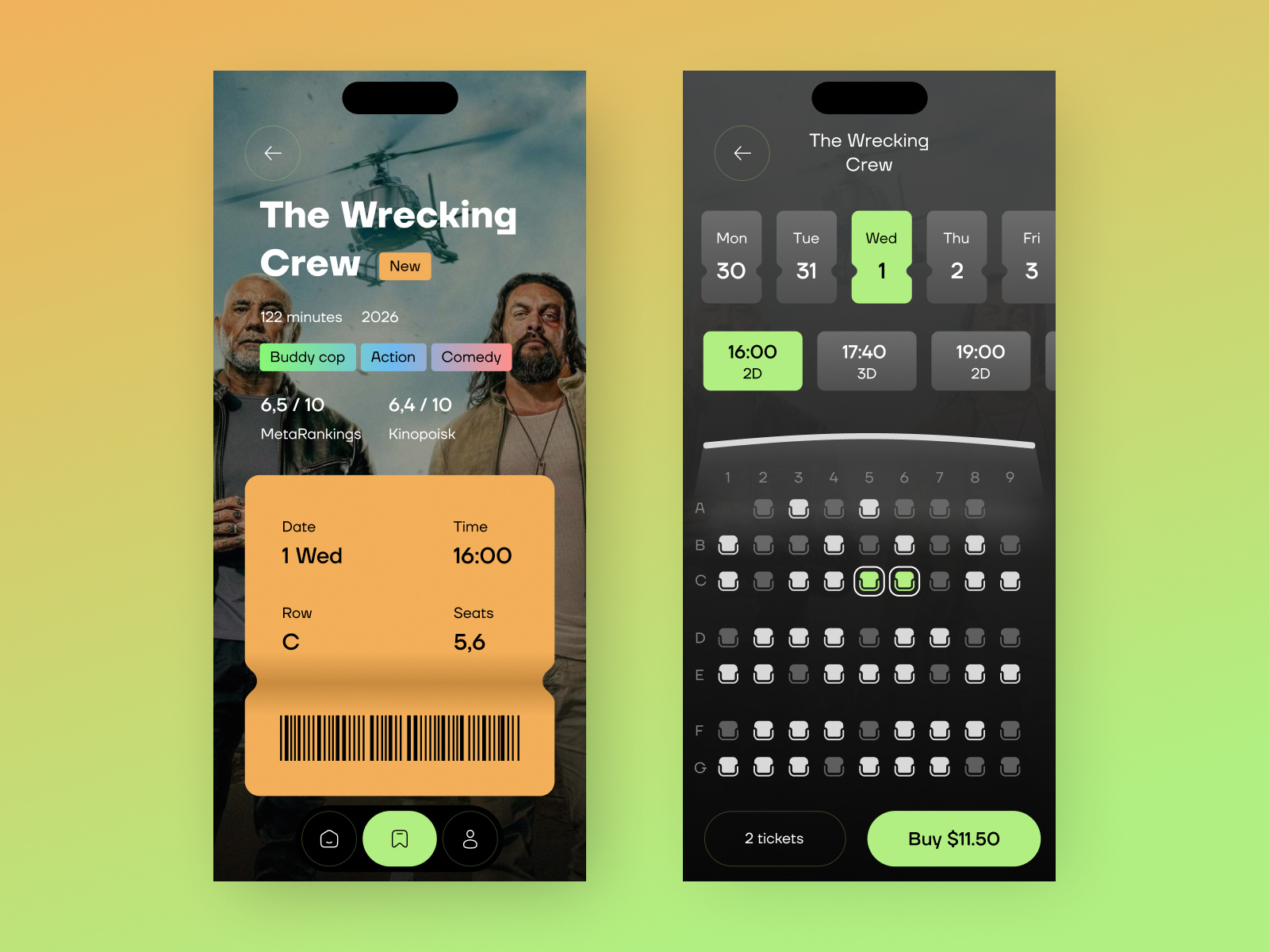 Cinema Tickets Booking App app booking cinema e commerce film ticket ui ux