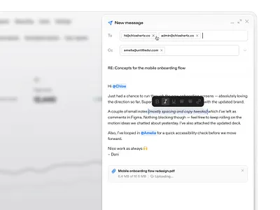 New message — Untitled UI email composer new message product design rich text editor ui design