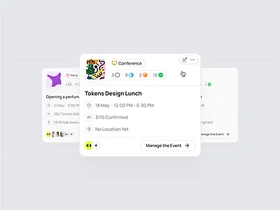 Event Overview Card for B2B Event Management SaaS b2b cards dashboard events interface management metrics navigation overview planning platform product productivity saas status system tracking ui ux workflow