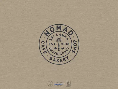 Nomad Circular Badge badge badge design bakery brand design brand identity branding branding design cafe circular emblem hand drawn identity design logo logo design minimal palm tree retro simple vintage visual identity