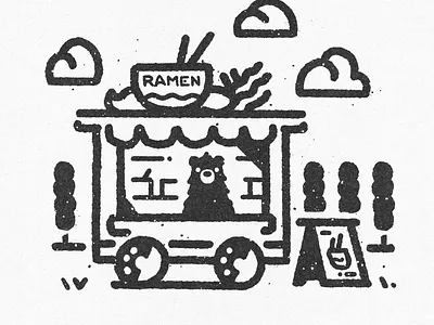 Food Truckin' bear drawing food truck foodie illustration noodles procreate ramen small hours