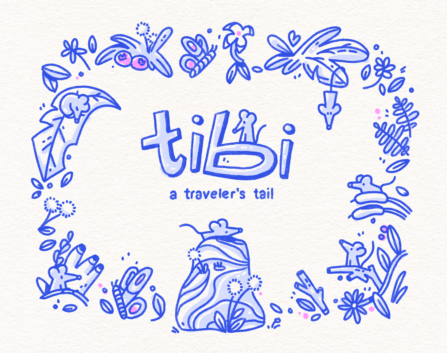 Tibi adventure illustration ipadpro lettering logo mice mouse plants procreate traveler zine