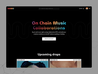 On Chain Music Collaboration animation clean design minimal motion ui ux