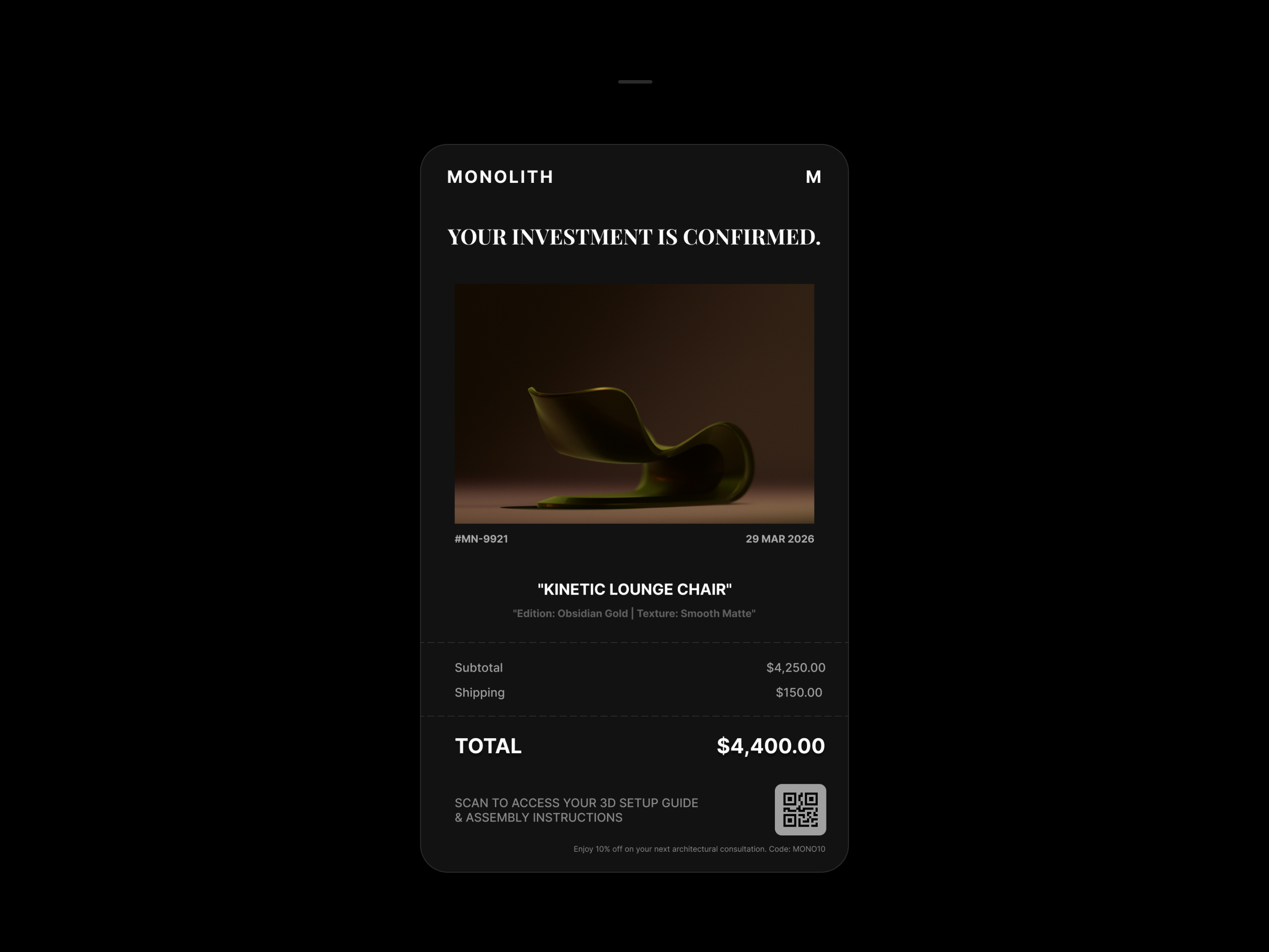 Luxury Purchase Receipt — Daily UI #017 🧾 dailyui dailyui017 figma receipt ui ux
