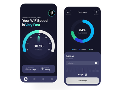WIFI Speed Test UI Design android app ios ios app landing page speed tester ui ui design ux ux design wi fi speed wifi