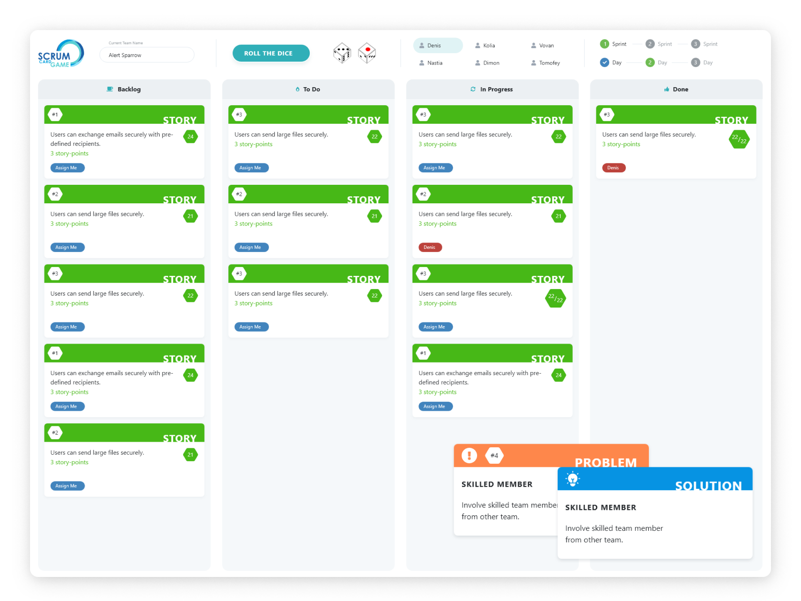 Scrum Card Game web app design adobexd agile productdesign scrum ui uidesign userinterface uxdesign webappdesign webapplication