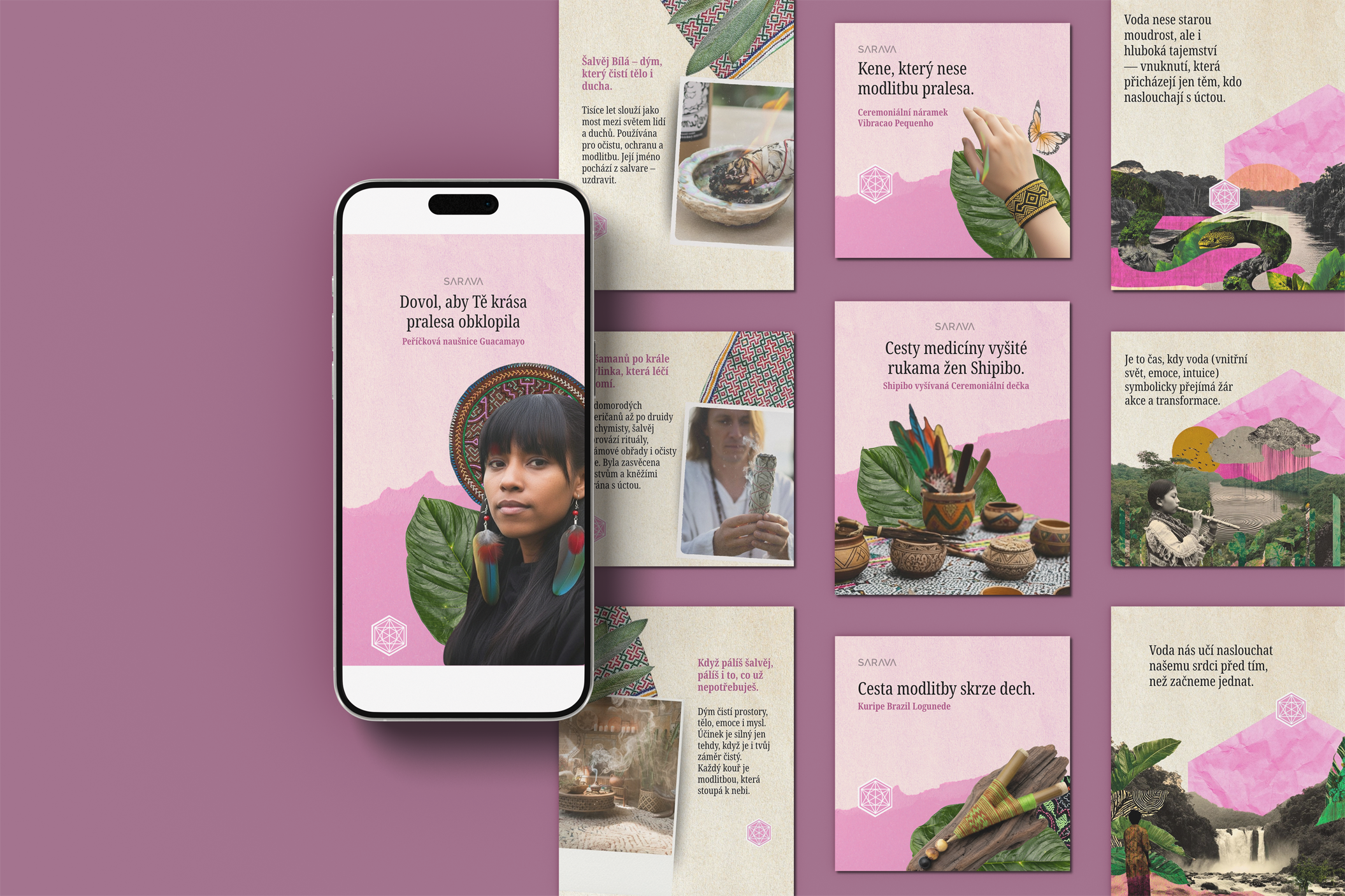 Sarava — Social Media Art Direction & Content System art direction brand storytelling carousel design collage art content strategy creative direction ethnobotanical design grid design instagram instagram design sarava social media branding social media design tiktok visual identity