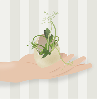Plant sprouting out of an egg, spring concept illustration art concept concept art digital art digital illustration ecology growth illustration nature people plant spring vector vector art
