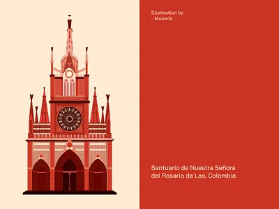 Sanctuary of Las Lajas, Vector Landmark Illustration colombia landmark flat illustration illustration landmark landmark illustration travel places vector art vector illustration