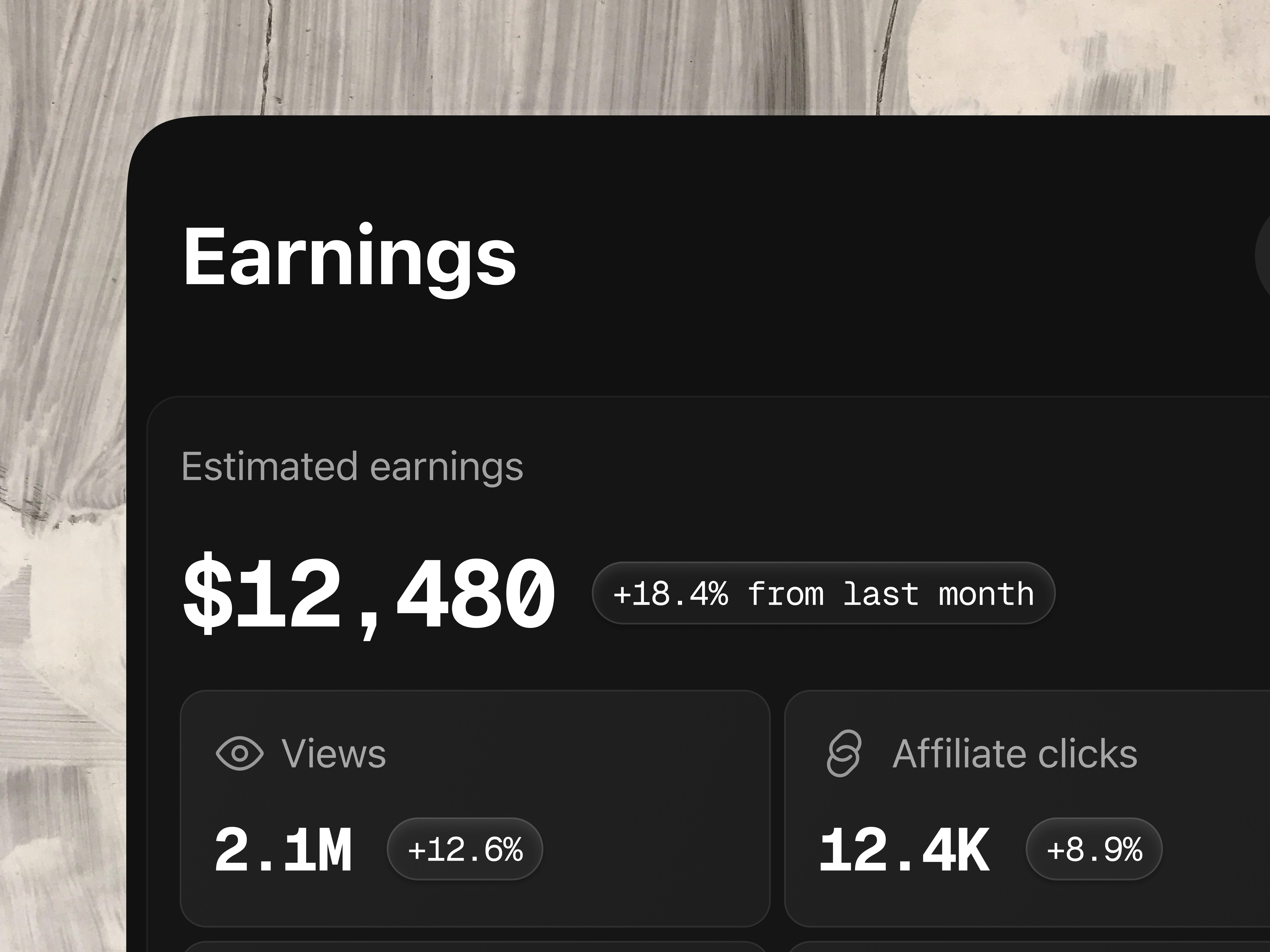 Earnings Screen Concept Design design mobile ui uidesign uiux