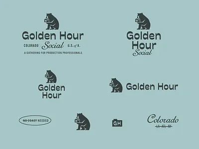Golden Hour Photographer Bear Illustration | Logo Suite bear bear logo brand brand design branding camera camera logo colorado denver event branding golden golden hour icon logo logo design logotype vicarel visual identity visual identity design
