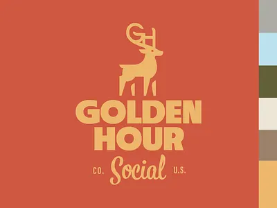 Golden Hour Logo Design | Elk Illustration antlers brand branding color palette elk elk illustration event branding golden hour icon illustration lettering logo logo design logotype social club typographic typography vicarel wordmark