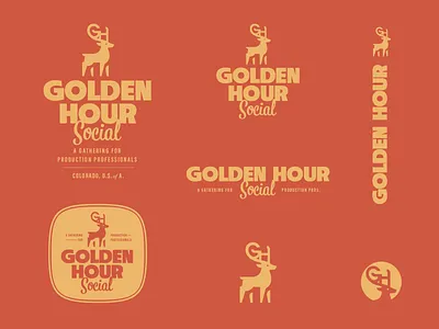 Golden Hour Branding Logo Suite | Logo Lockups and Versions antlers brand branding deer elk event branding gold golden hour illustration illustrator logo logo design logo designer logo suite red social vicarel