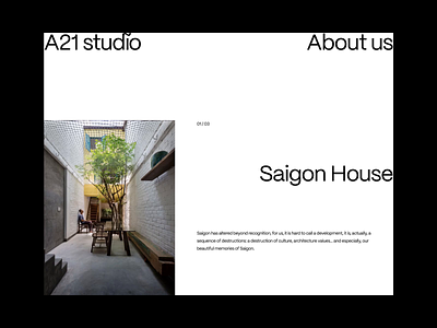 Saigon House 01 animation architecture grid layout modernist portfolio presentation prototype transition typography website