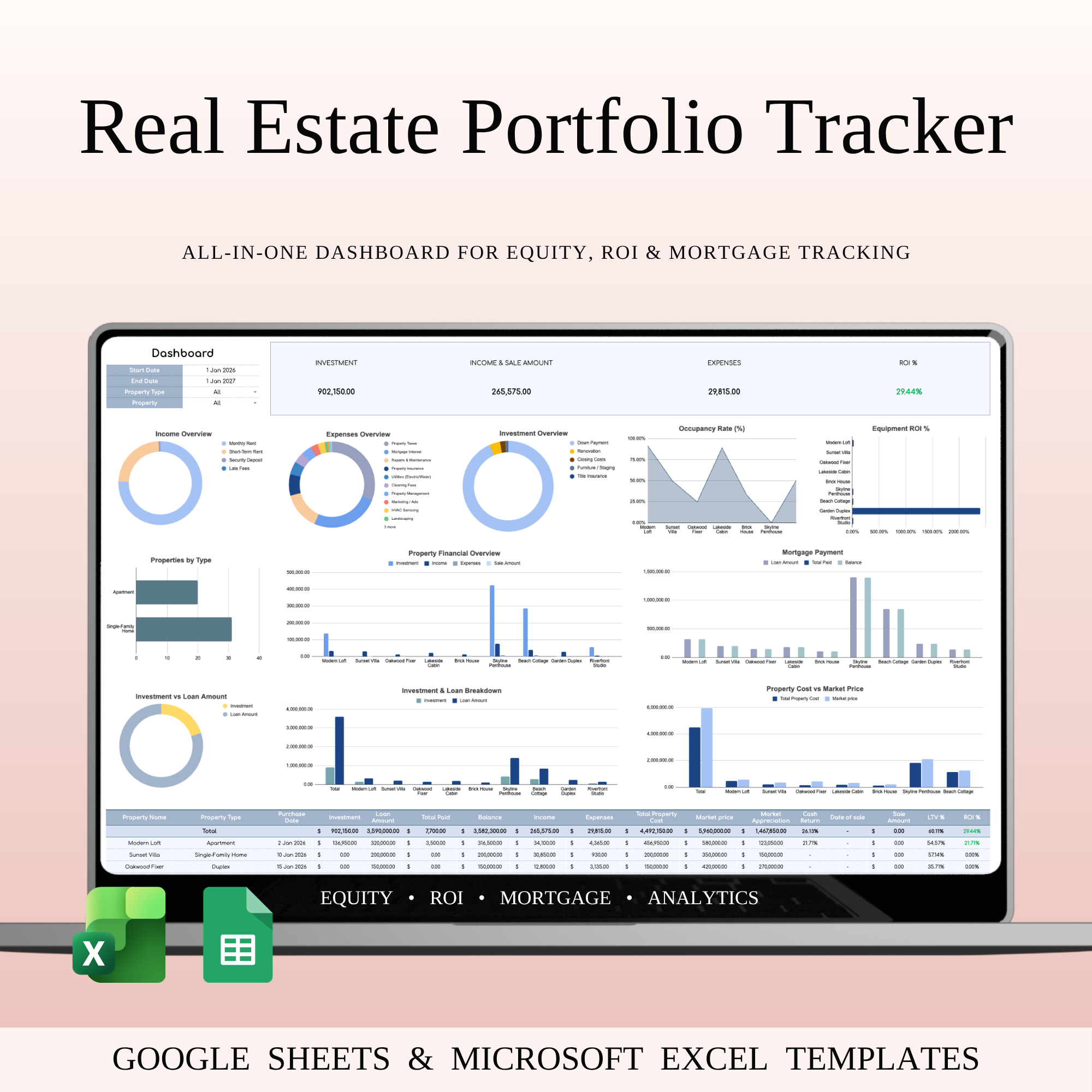 Real Estate Investment Portfolio Tracker Excel budgeting tool business analytics data analytics deal analysis digital product excel template finance tracker financial planning google sheets template investment analysis investment tracker modern dashboard portfolio tracker productivity tools property analysis property management real estate dashboard real estate workflow roi calculator startup tools