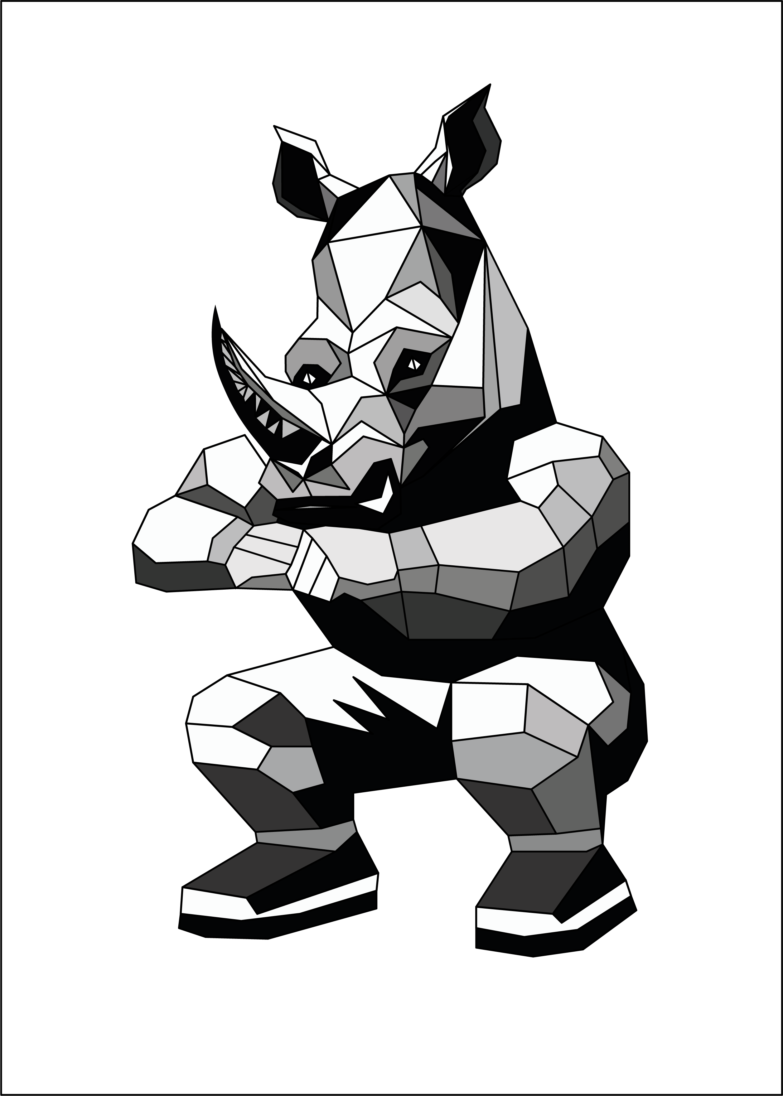 Rhino Ray Doing Squats active rhino black and white rhino fitness rhino fitness sticker geometric rhino gym rhino leg workout minimal rhino polygon rhino ray rhino character rhino illustration rhino squats rhino sticker sporty rhino squat rhino strength training strong rhino training rhino workout sticker