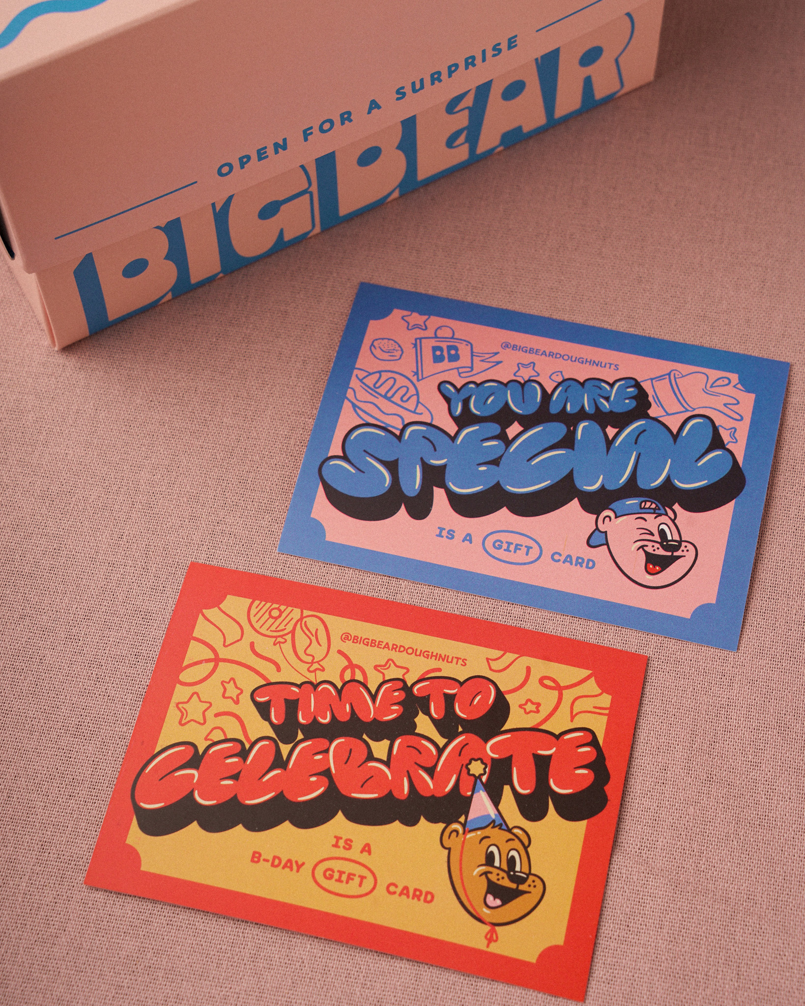 Big Bear - Gift card bakery bear birthday branding card coffee shop cool design doughnuts gift card graphic design illustration vector vintage