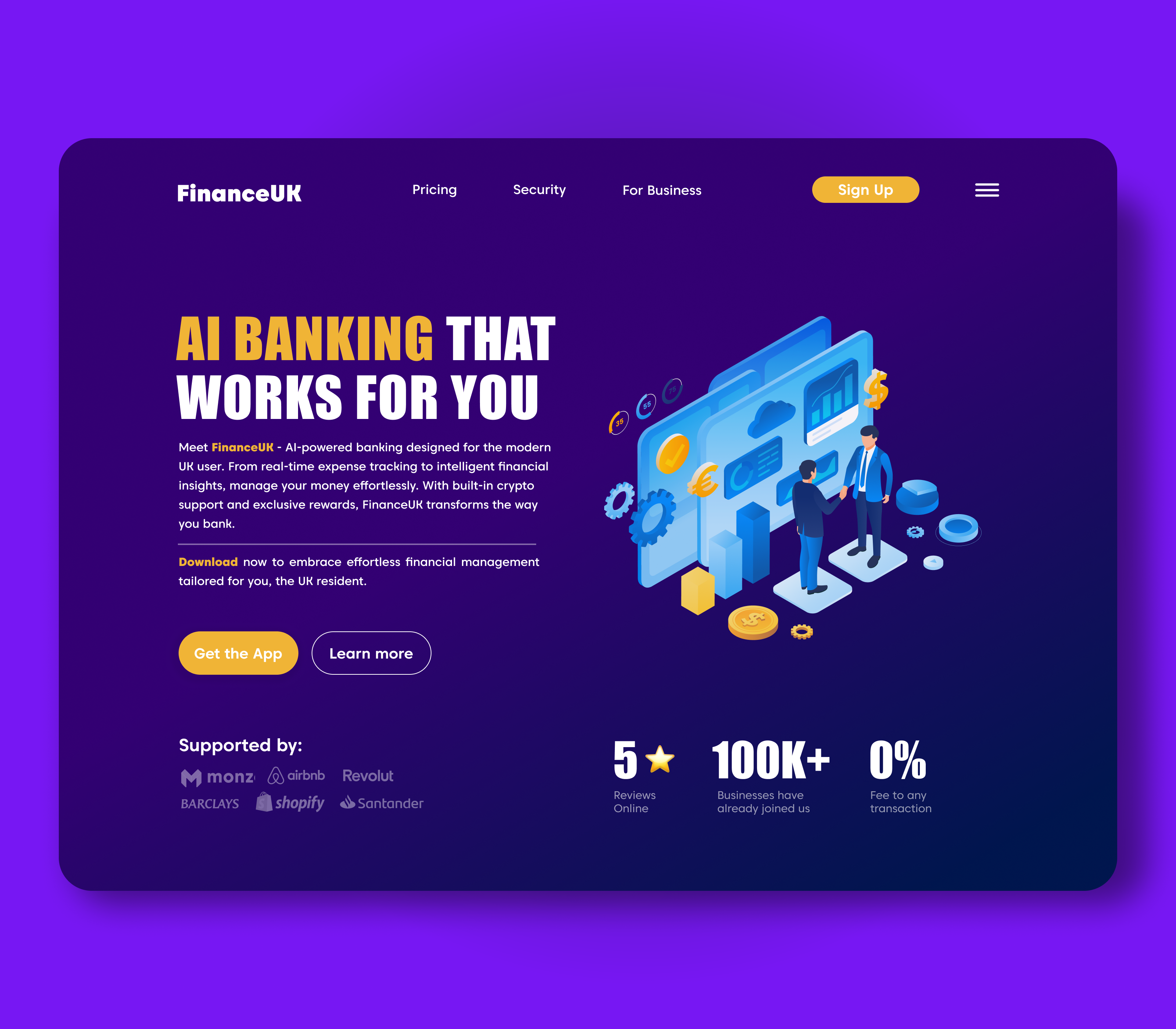 FinanceUK - AI Banking Landing Page