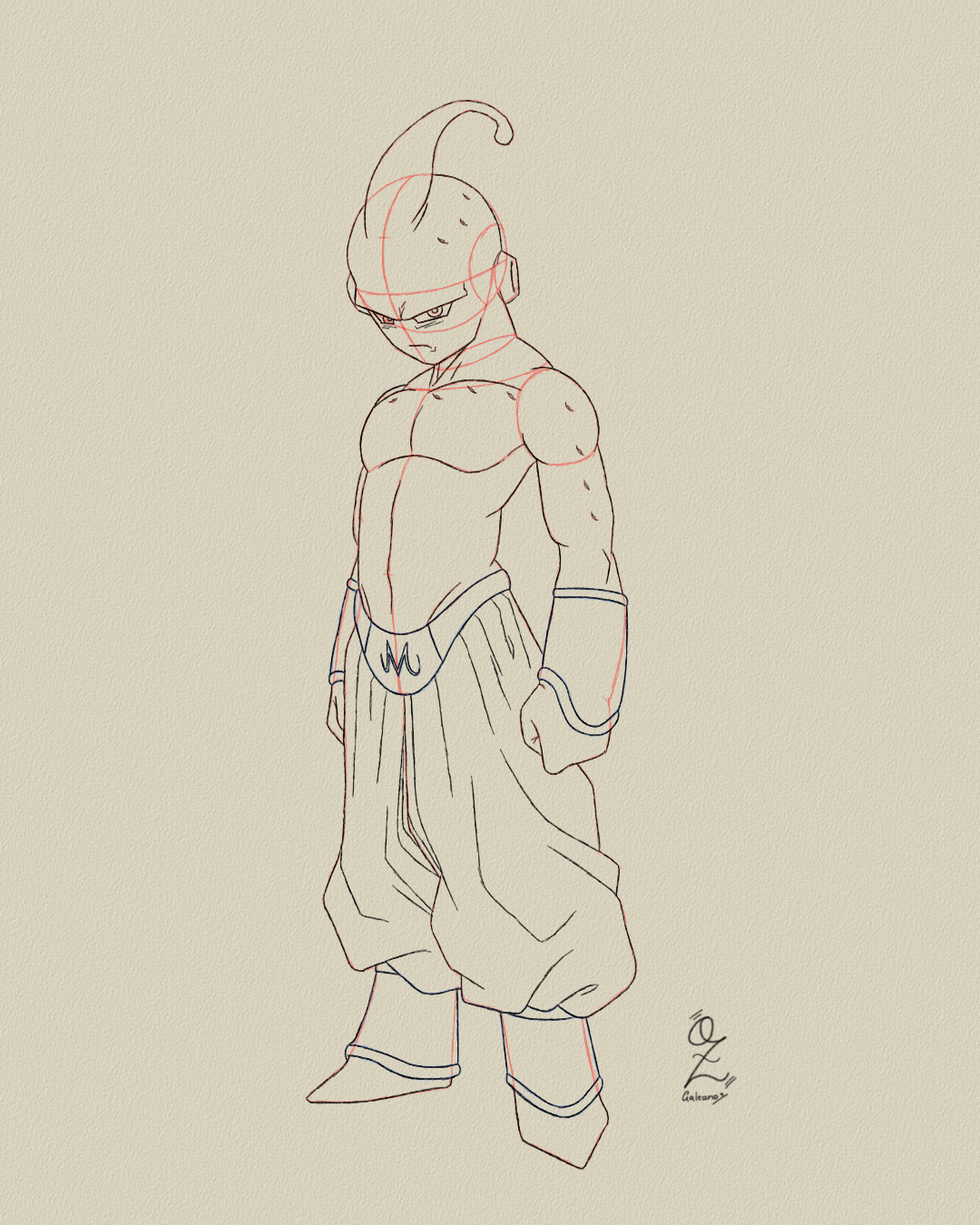 Kid Buu Drawing Sketch Study by Oz Galeano anime art arte boceto design dibujo digitalart dragon ball drawing fanart illustration kid buu ozgaleano sketch