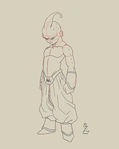 Kid Buu Drawing Sketch Study by Oz Galeano