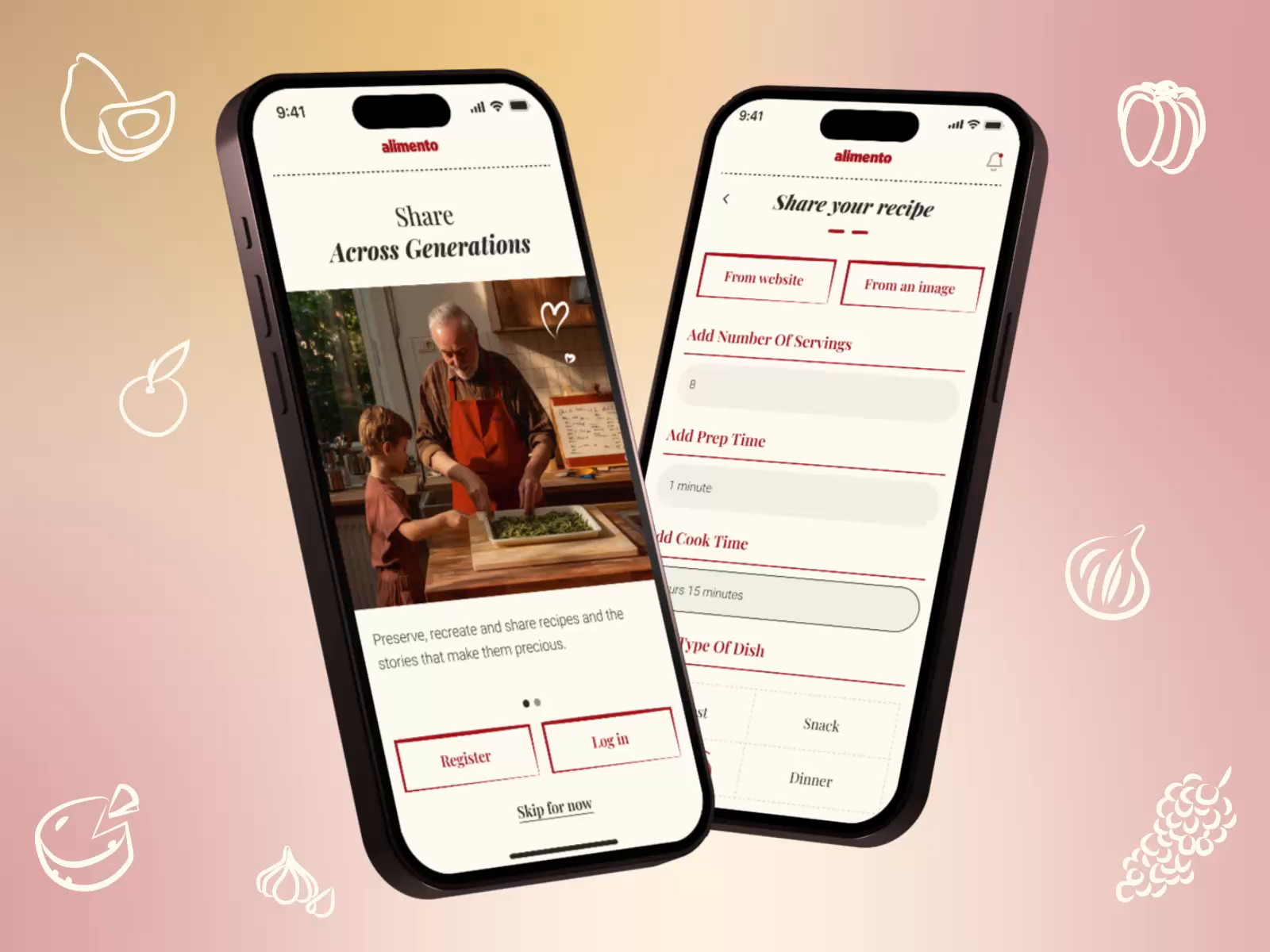 Family recipe social media mobile app