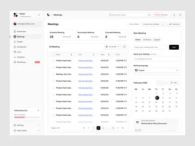 Fluxen - CRM Platform - Setup Meeting animation clean crm crm dashboard crm platform crm platform design dashboard dashboard design design graphic design illustration modern motion graphics setup meeting technology ui uidesign uiux ux uxdesign