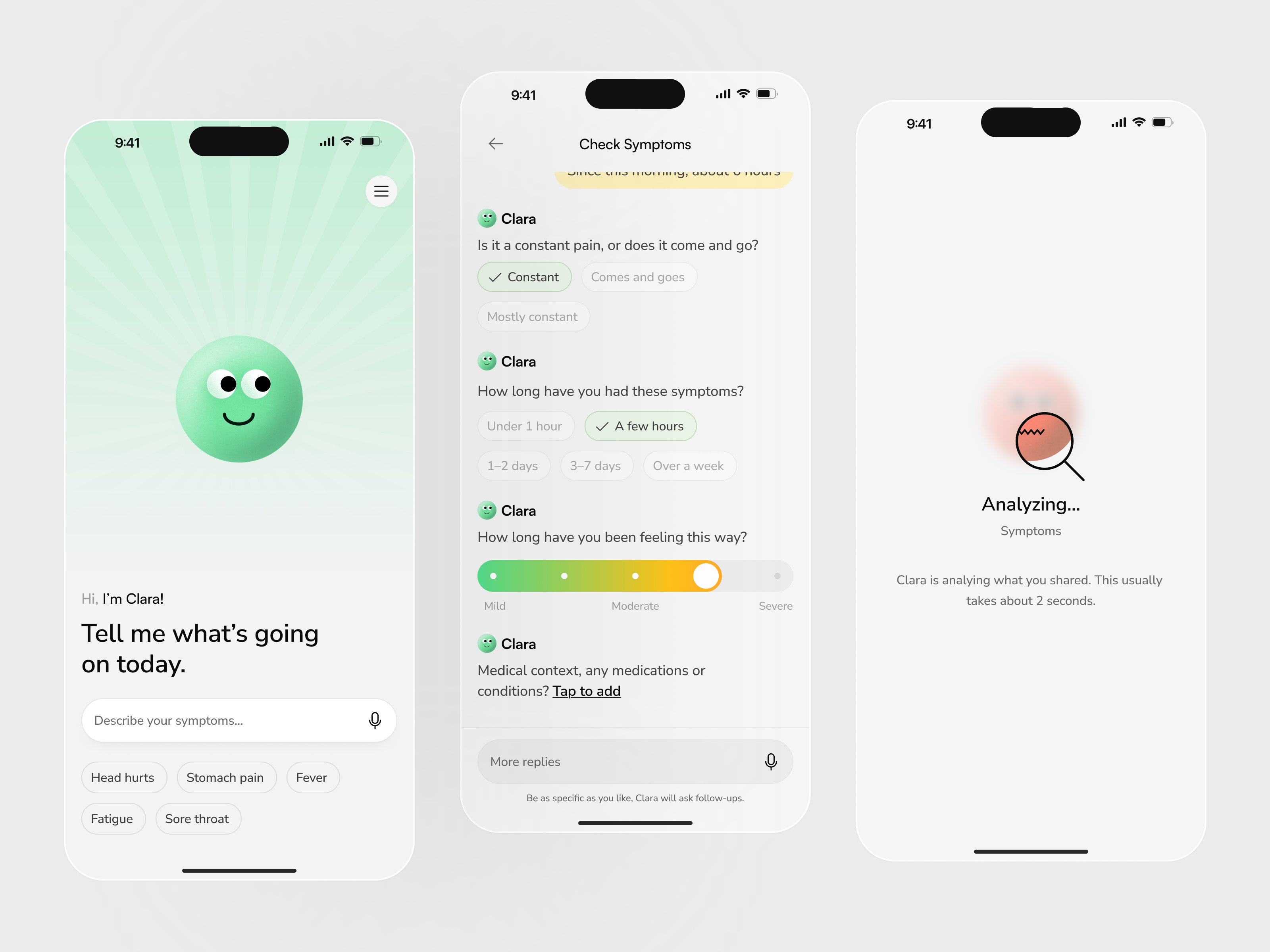 Example of AI Symptom Checker - Mobile App
