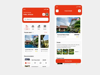 Hotel & Resort Booking App Design airbnb app app design book a hotel booking booking app booking management dashboard flight booking hotel booking hotel details mobile app design product resort booking sorting ui ux website