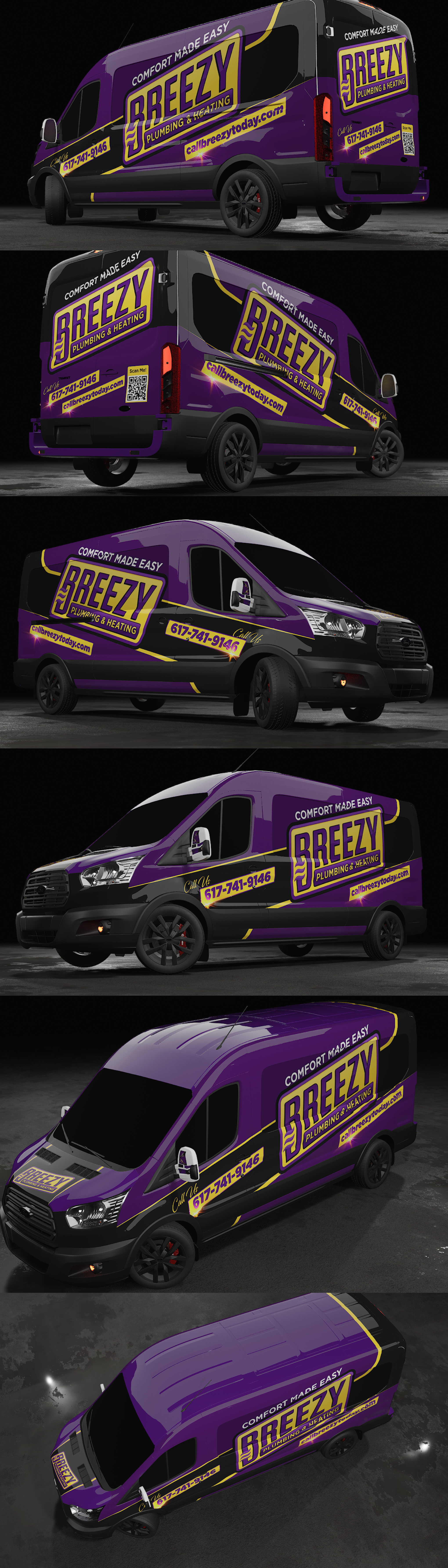 BREEZY PLUMBING & HEATING I VAN WRAP branding creative wrap graphic design innovative wrap van wrap