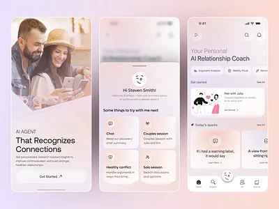 AI Relationship Coach App Design ai appdesign chatbot ui conversational ui conversationdesign dating ios mentalhealth mobile mobile app design mobileapp modern app product design productdesign relationshipcoach relationships ui ux user experience web wellness