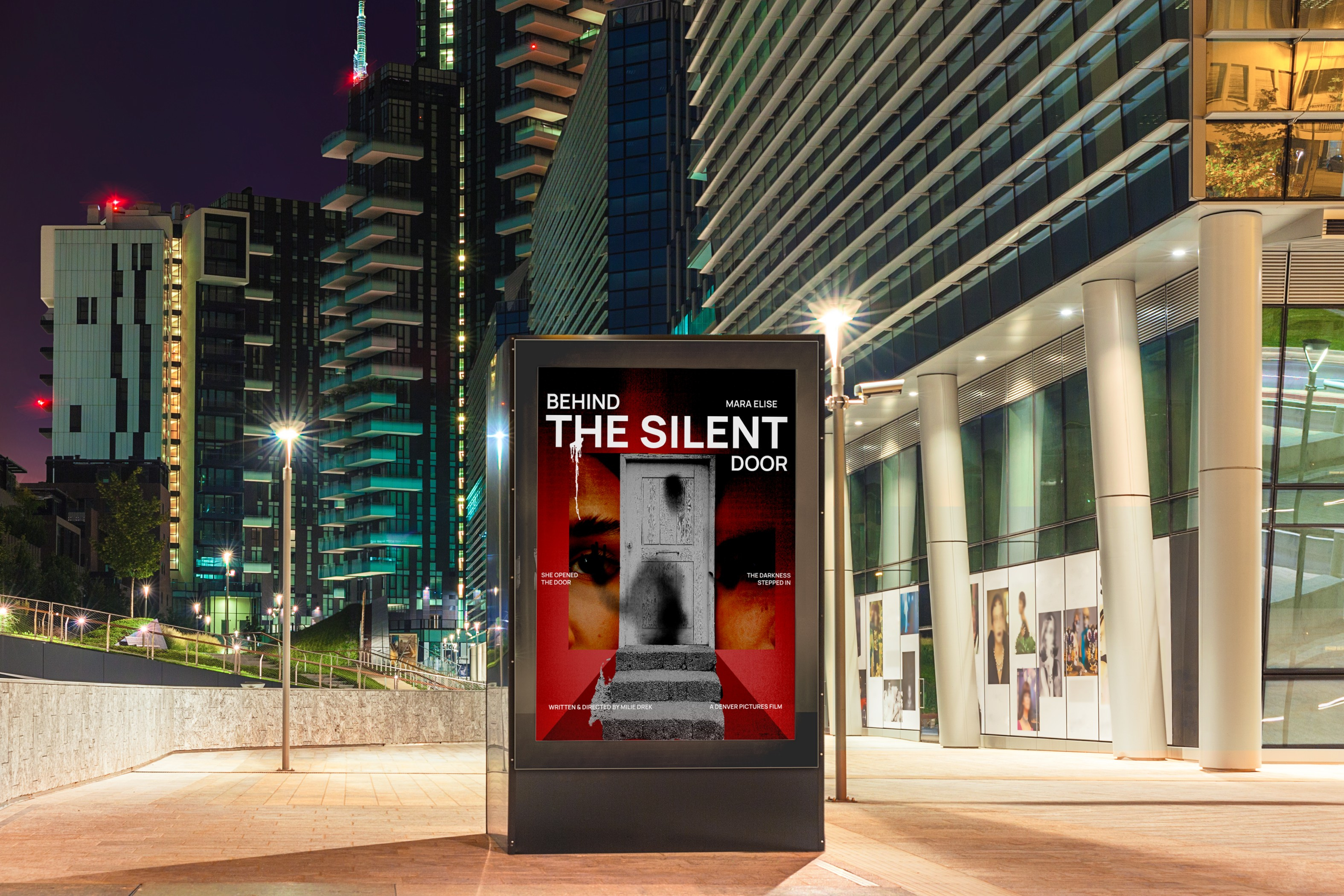 Behind the Silent Door | Film Poster Design 3d adobe photoshop animation design film film mockup film poster graphic design mockup movie movie poster mystery poster poster design poster mockup storytelling thriller typography vector visual