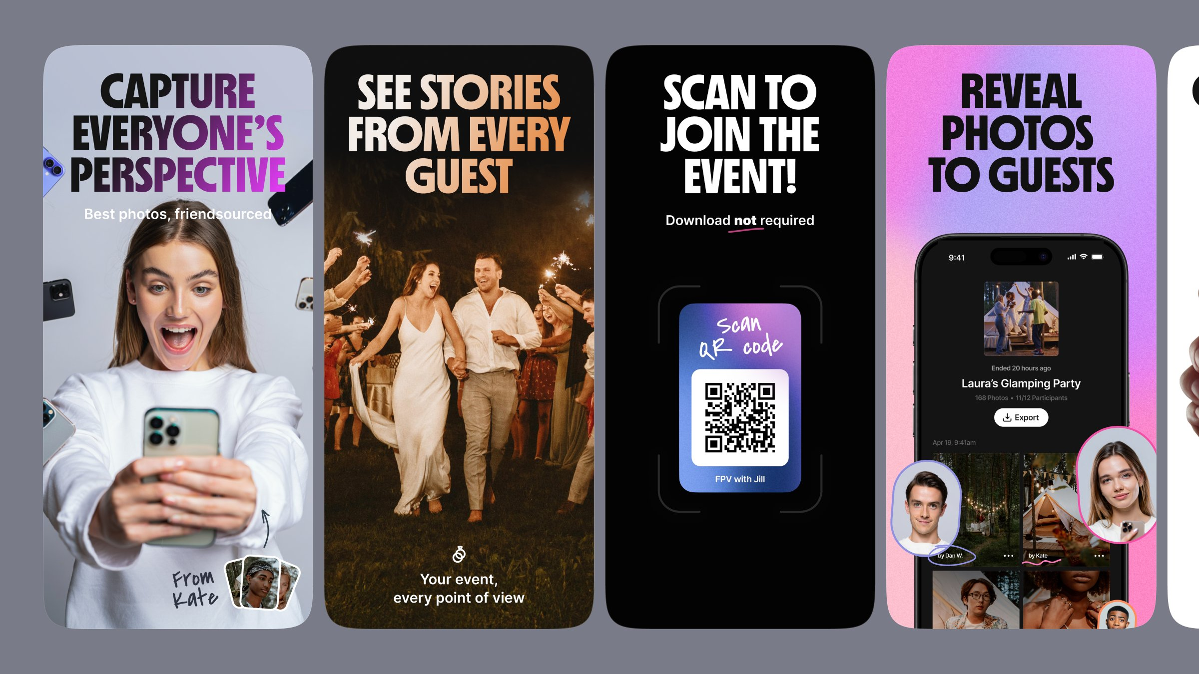 App Store Screenshots | FPV - Disposable Camera Events app design app marketing app screenshots app store app store creative app store design app store listing app store optimization app store preview app store screenshots app store visuals aso conversion optimization google play mobile app design mobile app marketing mobile ui product design screenshot design ui design