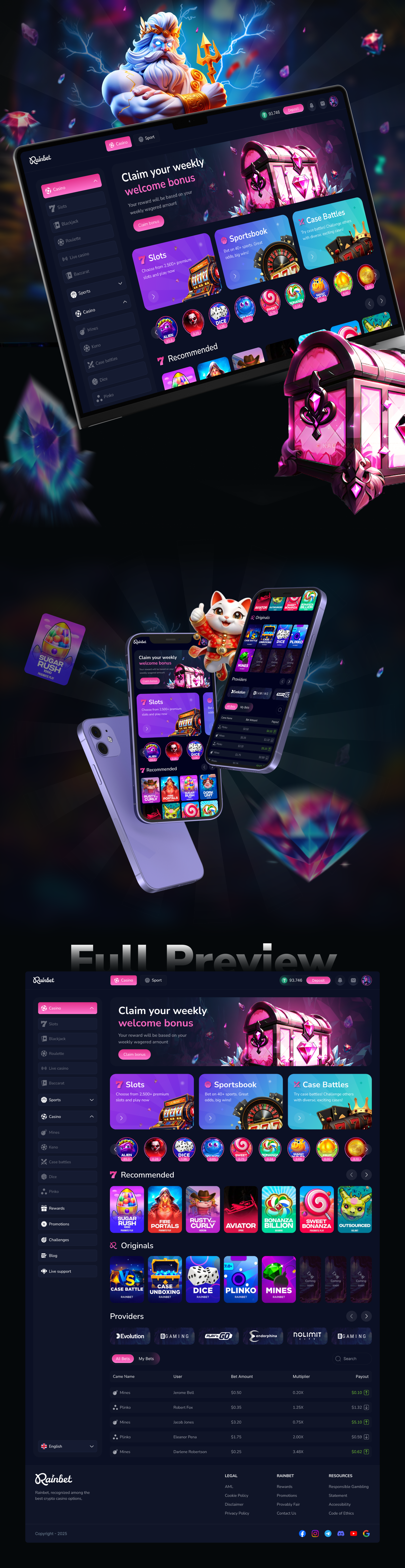 Crypto Casino Web & Mobile UI Design casino casino app casino design casino interface crypto casino gambling gambling app gambling design gaming igaming live casino mobile casino mobile gambling online casino reward system rewards slot design slots ui ux web design