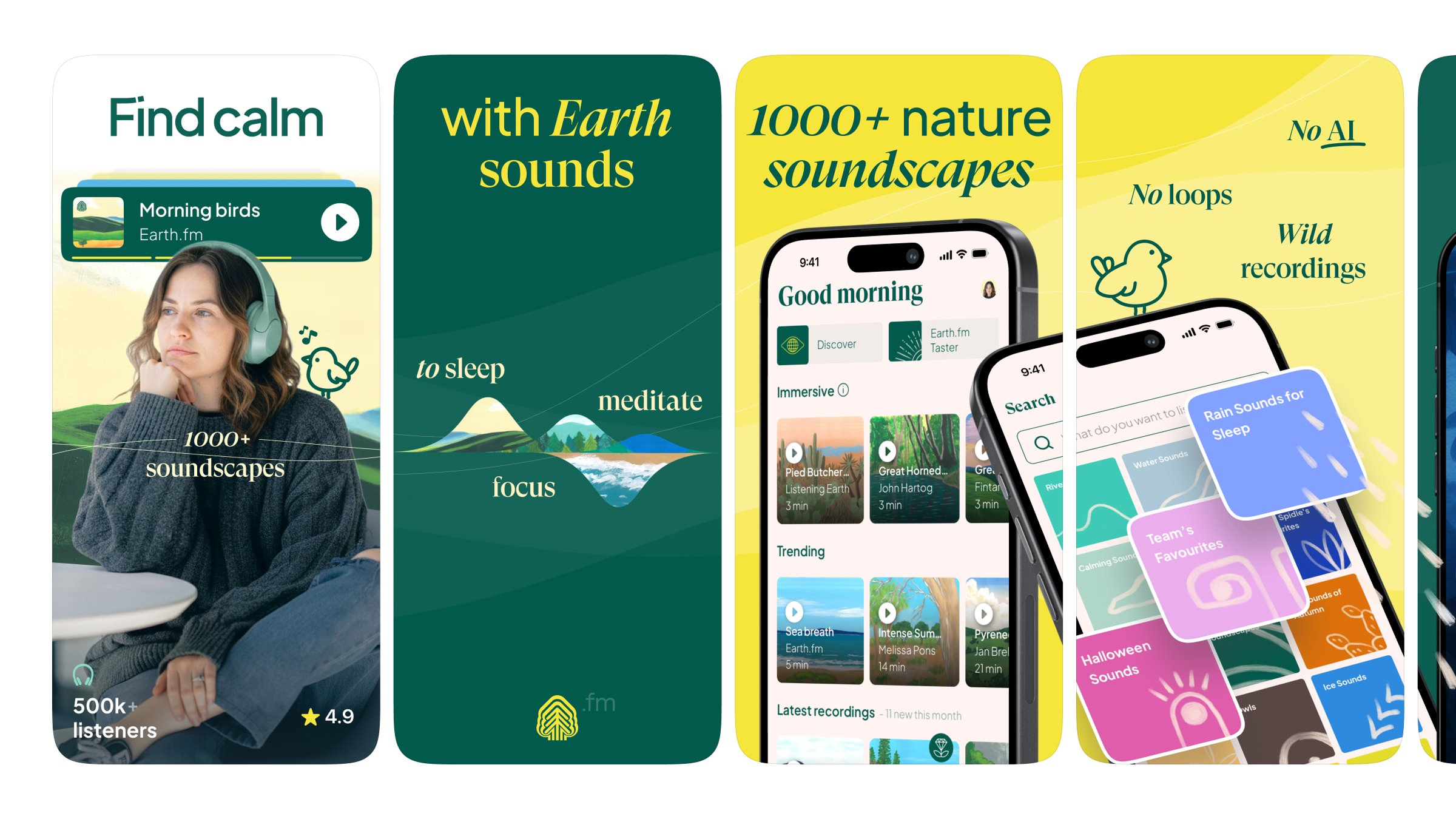 App Store Screenshots | Nature Sounds : Earth FM app design app marketing app screenshots app store app store creative app store design app store listing app store optimization app store preview app store screenshots app store visuals aso conversion optimization google play mobile app design mobile app marketing mobile ui product design screenshot design ui design