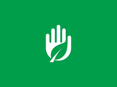 Hand and Leaf Logo hand leaf logo negative space