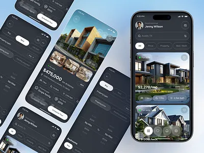Smart Real Estate App UI – Buy, Rent & Discover Homes app design glassmorphism home buying app marketplace app property app real estate real estate app ui web