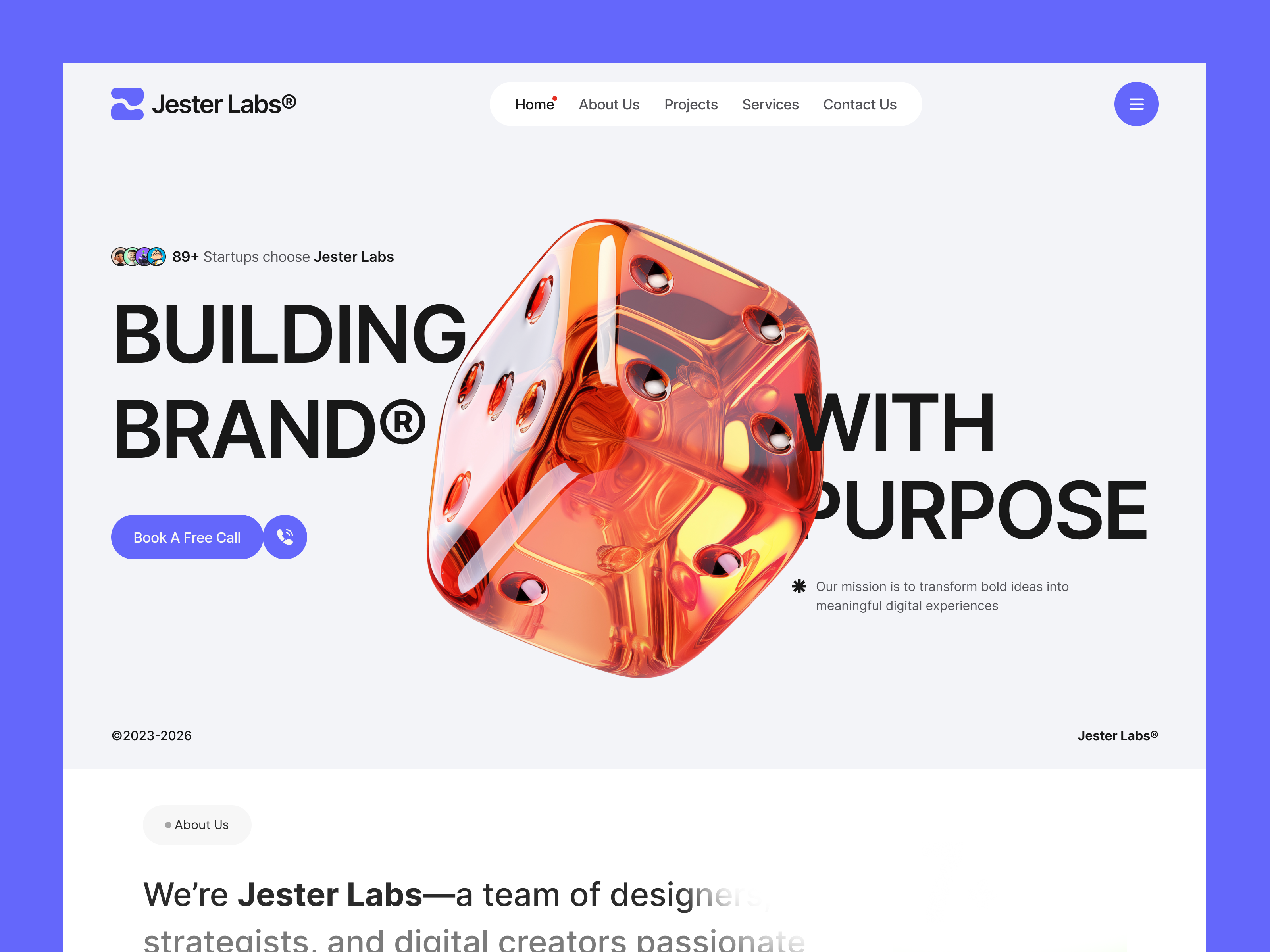 Example of Jester Labs- Digital Agency Website Design