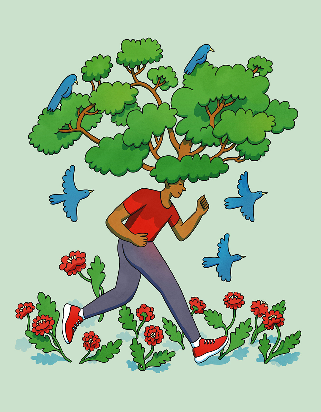 Running editorial illustration active branding character editorial illustration illustrated illustration nature running sneakers sports tree