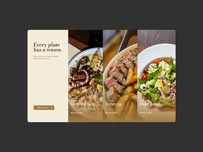 Menu Section branding clean design editorial design food design food website hero section interface design landing page menu design minimal design modern ui restaurant ui restaurant website typography ui design ui ux ux design visual design web design website